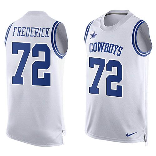 Nike Cowboys #72 Travis Frederick White Men's Stitched NFL Limited Tank Top Jersey - Click Image to Close